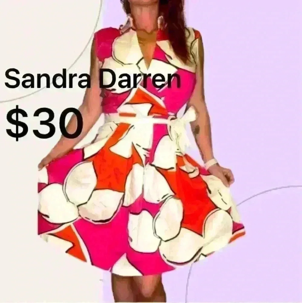 Sandra Darren Floral Print Pleated Midi Dress | Size 12